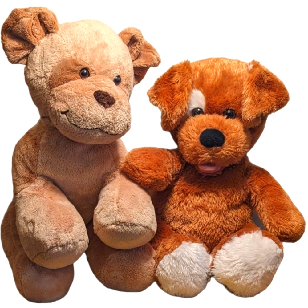 Build a Bear Set of 2 Brown with Spots Plush Stuffed Toy Puppy Dogs